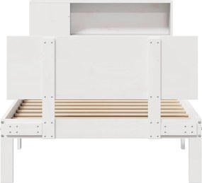 vidaXL Κρεβάτι Βιβλιοθήκη Χωρίς Στρώμα Λευκό 75x190 εκ Μασίφ Πεύκο