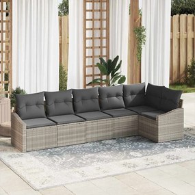 vidaXL Σετ Καναπέ Κήπου 6 pcs Ανοιχτό γκρι Πολυ ράταν