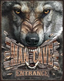 Μεταλλική πινακίδα Man Cave Wolf