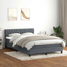 vidaXL Κρεβάτι Boxspring με Στρώμα Σκούρο Γκρι 160x210 εκ. Βελούδινο