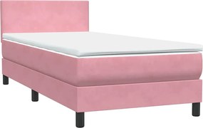 vidaXL Κρεβάτι Boxspring με Στρώμα Ροζ 80x220 εκ. Βελούδινο