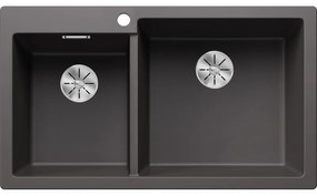 Blanco Pleon 9 Δ Rock Grey SILGRANIT™ PuraDur™ Γρανιτένιος Νεροχύτης Ένθετος με 2 Γούρνες 86x50cm
