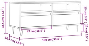 Έπιπλο Τηλεόρασης Λευκό 100x34,5x44,5 εκ. Επεξεργασμένο Ξύλο - Λευκό