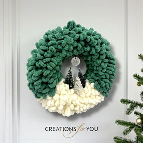 Χριστουγεννιάτικο Στεφάνι από Puffy Νήμα φωτιζόμενο – 35 εκ.