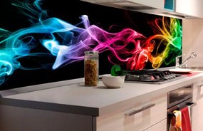 Αυτοκόλλητη φωτοταπετσαρία για κουζίνα χρωματιστή καπνό σε μαύρο φόντο - 180x60