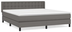 Κρεβάτι Boxspring με Στρώμα Γκρι 160x200εκ. από Συνθετικό Δέρμα - Γκρι