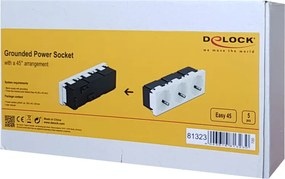 DELOCK τριπλό module πρίζας ρεύματος Easy 45 81323, 45°, 45x45mm, 5τμχ