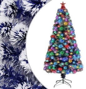 vidaXL Χριστουγεν. Δέντρο Τεχνητό Λευκό & Μπλε LED/Οπτικές Ίνες 120εκ.