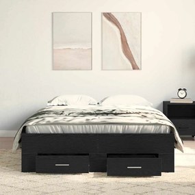 vidaXL Κρεβάτι με Συρτάρια Μαύρη δρυς 120 x 190 cm Επεξεργασμένο ξύλο