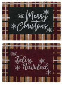 Πατάκι DKD Home Decor Λευκό Καφέ Κόκκινο Πράσινο PVC ΙΊνες καρύδας 60 x 40 x 1,5 cm (x2)