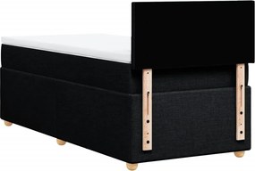 vidaXL Κρεβάτι Boxspring με Στρώμα Μαύρο 90x190 εκ.Υφασμάτινο