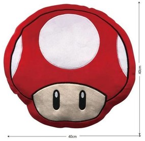 Μαξιλάρι Mario Bros 43 x 3 x 43 cm Λευκό Κόκκινο πολυεστέρας Μανιτάρι