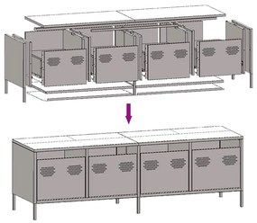 Έπιπλο Τηλεόρασης Λευκό 135x39x43,5 εκ. Ατσάλι Ψυχρής Έλασης - Λευκό