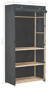 vidaXL Ντουλάπα με 3 Ράφια Γκρι 79 x 40 x 170 εκ. Υφασμάτινη