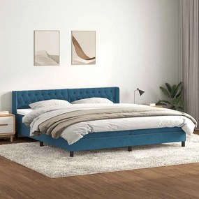 vidaXL Box Spring κρεβάτι με στρώμα σκούρο μπλε 180x220 cm Βελούδινο
