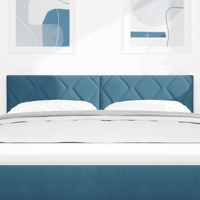 vidaXL LED Κεφαλάρι Σχεδίασης Διαμαντένιων Μπλοκ Σκούρο Μπλε 144 εκ. Βελούδο