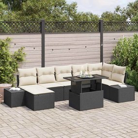 vidaXL Σετ Καναπέ Κήπου με μαξιλάρι 8 pcs Μαύρο και κρεμ