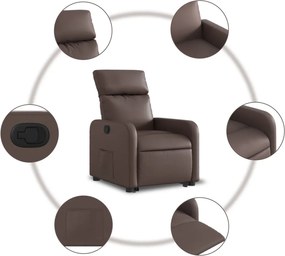 vidaXL Πολυθρόνα Μασάζ Ανακλινόμενη με Ανύψωση Γυαλ. Καφέ Συνθ. Δέρμα