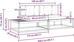 vidaXL Σειρά Καναπέ Εξωτερικού Λευκό 230,5 x 83 x 73 εκ Πολυεστέρας