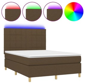 ΚΡΕΒΑΤΙ BOXSPRING ΜΕ ΣΤΡΩΜΑ &amp; LED ΣΚ.ΚΑΦΕ 140X190ΕΚ. ΥΦΑΣΜΑΤΙΝΟ 3135432