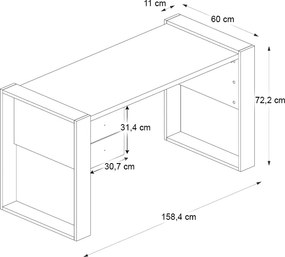 Γραφείο εργασίας Fernando Megapap χρώμα λευκό 158,4x60x72,2εκ.