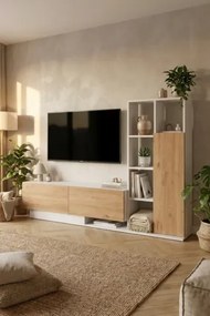 Stewehome Ράφι βιβλιοθήκης με ντουλάπι για τηλεόραση 210x30x124 cm
