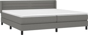 vidaXL Κρεβάτι Boxspring με Στρώμα Σκούρο Γκρι 200x200 εκ. Υφασμάτινο