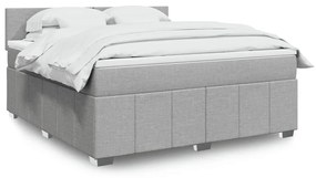 Κρεβάτι Boxspring με Στρώμα Ανοιχτό Γκρι 180x200 εκ. Υφασμάτινο