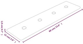 Πάνελ Τοίχου 12 τεμ. Γκρι 60 x 15 εκ. 1,08 μ² Συνθετικό Δέρμα - Γκρι