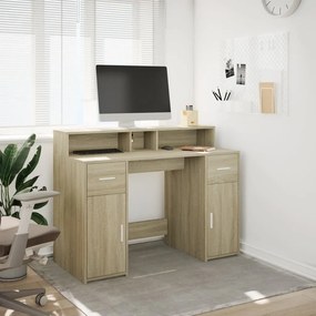 vidaXL Γραφείο με LED Sonoma δρυς 120x55x91 εκ. Επεξεργ. Ξύλο