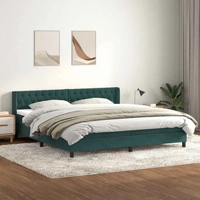 vidaXL Κρεβάτι Boxspring με Στρώμα Σκούρο Πράσινο 200x210εκ. Βελούδινο