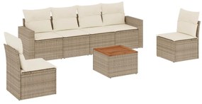 vidaXL Σαλόνι Κήπου Σετ 7 τεμ. Μπεζ Συνθετικό Ρατάν με Μαξιλάρια