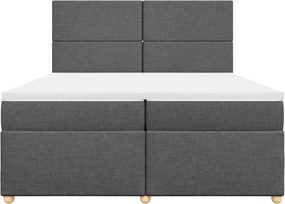 vidaXL Κρεβάτι Boxspring με Στρώμα Σκούρο Γκρι 200x200 εκ. Υφασμάτινο