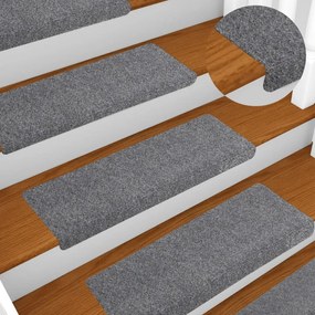 vidaXL Πατάκια Σκάλας 5 τεμ. Ανοιχτό Γκρι 65x21x4 εκ. Βελονιασμένα