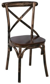 MARLIN Wood Καρέκλα, Μέταλλο Βαφή Black Gold  52x46x91cm [-Καρυδί Σκούρο-] [-Μέταλλο/Ξύλο-] Ε5160,1