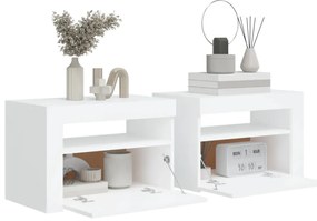 vidaXL Κομοδίνα με LED 2 τεμ. Λευκό 60 x 35 x 40 εκ.