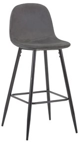 Bar stool medium height Bella dark grey velvet fabric-black metal leg 41x47x93cm 41x47x93 εκ.