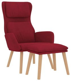 vidaXL Πολυθρόνα Relax Μπορντό Βελούδινη με Σκαμπό