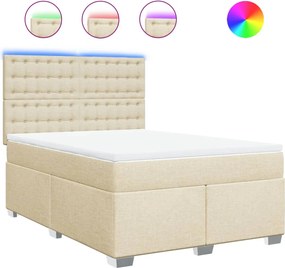 vidaXL Κρεβάτι Boxspring με Στρώμα Κρεμ 160x200 εκ. Υφασμάτινο