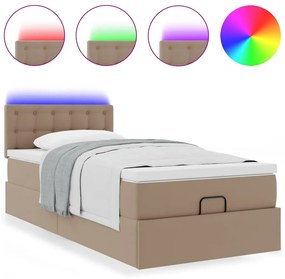 ΟΘΩΜΑΝΙΚΟ ΚΡΕΒΑΤΙ ΜΕ ΣΤΡΩΜΑΤΑ &amp; LEDS CAPPUCCINO FAUX LEATHER 3312141