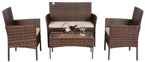 Σαλόνι κήπου Calma σετ 4τμχ rattan cappuccino-ύφασμα μπεζ