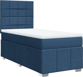 vidaXL Κρεβάτι Boxspring με Στρώμα Μπλε 100 x 200 εκ. Υφασμάτινο