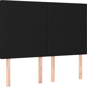 vidaXL Κρεβάτι Boxspring με Στρώμα &amp; LED Μαύρο 140x200 εκ. Υφασμάτινο