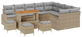 vidaXL Σετ Καναπέ Κήπου 13 pcs Μπεζ, Ανοιχτό Γκρι 110 x 55 x 71 εκ