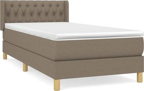 vidaXL Κρεβάτι Boxspring με Στρώμα Taupe 90x200 εκ. Υφασμάτινο