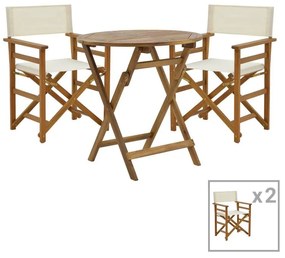 Dining room Bistrual-Carpuva set of 3 folding natural solid acacia wood D70x74cm 70x70x74 εκ.