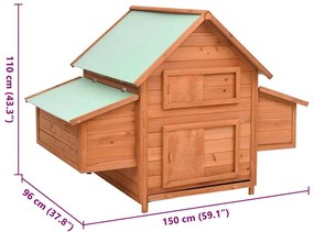 vidaXL Κοτέτσι 150 x 96 x 110 εκ. από Μασίφ Ξύλο Ελάτης