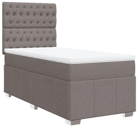 Κρεβάτι Boxspring με Στρώμα Taupe 90x200 εκ. Υφασμάτινο - Μπεζ-Γκρι