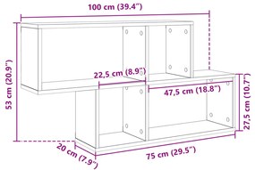 Ράφι Τοίχου Μαύρη 100x20x53 εκ. από Επεξεργασμένο Ξύλο - Μαύρο