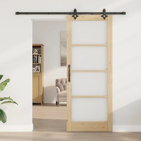 vidaXL Συρόμενη Πόρτα  με Σετ Υλικών 'ORKDAL' Συμπαγές Ξύλο και Γυαλί